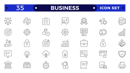 Wall Mural - Business line icons set. Businessman outline icons collection. Teamwork, human resources, meeting, partnership, meeting, work group, success, resume.