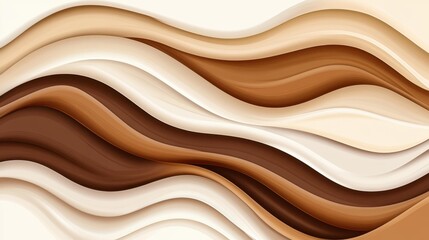 Wall Mural - Wavy brown and white line texture creates a playful, modern backdrop perfect for any creative project.