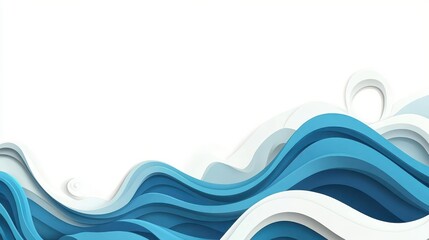 Poster - A stunning blue abstract wave background on a white canvas, featuring modern cartoonstyle textures for a vibrant look.