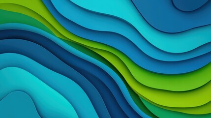 Canvas Print - Vibrant blue and green waves create a stunning abstract background, perfect for a modern, cartoonstyle illustration.