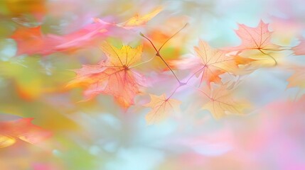 Aufkleber - A dreamy capture of soft, colorful autumn leaves, evoking serenity and beauty in nature's transition. Perfect for seasonal themes.