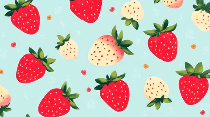 Wall Mural - cute seamless pattern of strawberry 