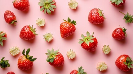 Wall Mural - cute seamless pattern of strawberry 