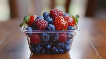 Canvas Print - Fresh berries in small container