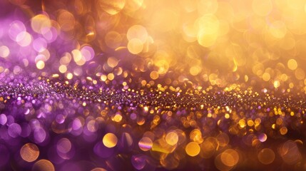 Poster - Gold horizontal pattern with purple bokeh, soft light, copy space
