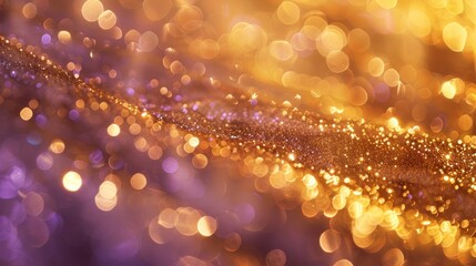 Poster - Gold horizontal row with light purple bokeh, soft lighting, elegant backdrop