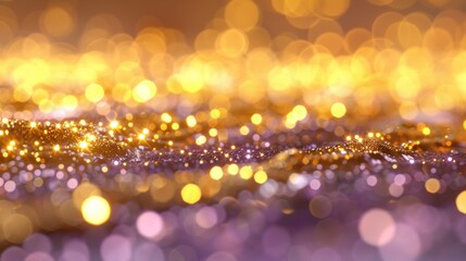Poster - Gold horizontal row with light purple bokeh, soft lighting, elegant backdrop