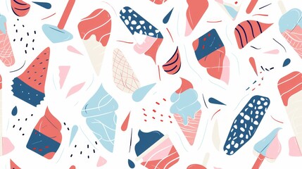 Wall Mural - cute seamless pattern of ice cream