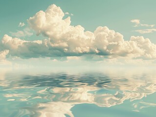 Sticker - Billowing Clouds Mirrored in Tranquil Waters