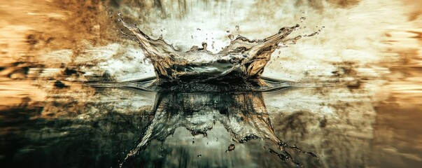 Poster - A stunning splash captured in motion, showcasing the beauty of water dynamics and reflections in a vibrant, artistic scene.