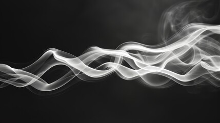 Poster - Rising white smoke trails, dark background, elegant simplicity