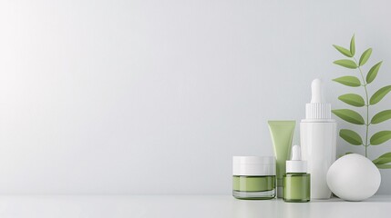 Poster - Organic skincare products, natural ingredients on display, 3D illustration