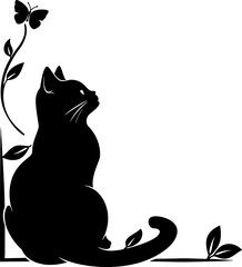 Wall Mural - Cat ornament corner border