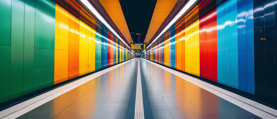 colourful train station modern minimalist