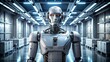 © Jane Studio - Robot with large head and machine behind it, robot, large head, machine, technology, futuristic