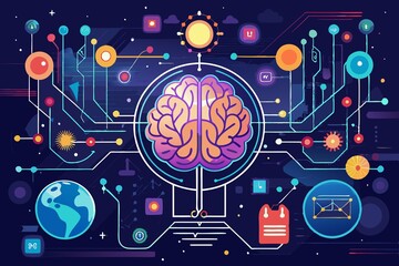 Poster - The Illuminated Mind: A human brain intertwined with glowing circuitry, symbolizing the power and potential of artificial intelligence.