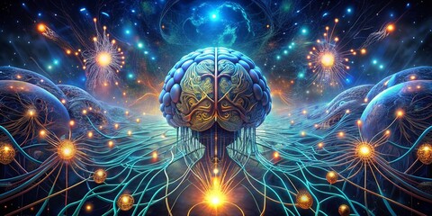 Poster - The Illuminated Mind: A human brain intertwined with glowing circuitry, symbolizing the power and potential of artificial intelligence.