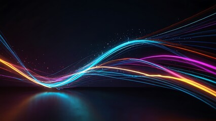 Wall Mural - Dynamic 3D glowing light trails. Generative Ai.