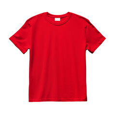 Blank red t shirt mock up template, front view isolated on transparent background. Generative ai