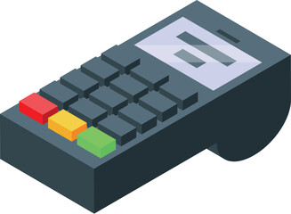 Poster - Modern wireless pos terminal accepting contactless payment, isometric view