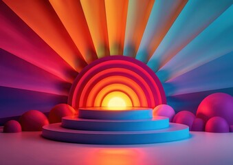 Poster - abstract 3d rainbow background