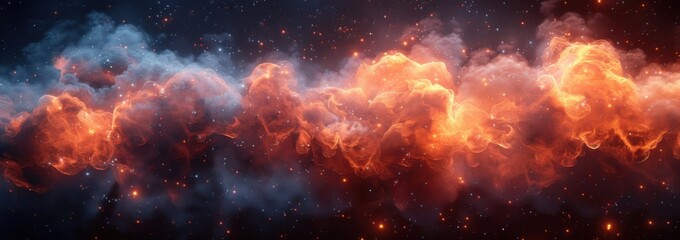 Wall Mural - Cosmic Nebula: A Celestial Dance of Fire and Ice