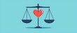 © Jittapon - of justice scales with a heart shape blending the concepts of morality and fairness in a minimalist flat design style