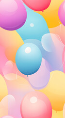 Poster - A seamless colorful pattern with vibrant, overlapping balloons in soft shades, creating a joyful, celebratory, and light-hearted visual.