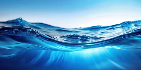 Poster - Blue water surface with sea waves abstract background, ocean, waves, sea, blue, water, surface, abstract, background, serene