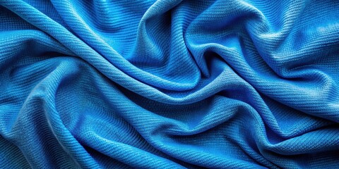 Poster - Blue colored cloth piece background, blue, fabric, textile, material, texture, soft, smooth, pattern, seamless, design