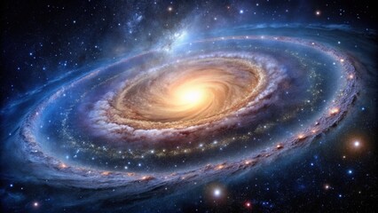 Wall Mural - stunning spiral galaxy surrounded by cosmic dust on background, spiral galaxy, cosmic dust, space, u