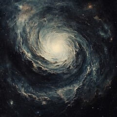 Wall Mural - A mesmerizing galaxy swirls in space, showcasing vibrant colors and intricate patterns of cosmic beauty.