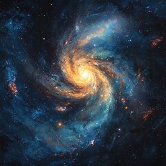 Wall Mural - A mesmerizing spiral galaxy illuminated by vibrant stars, showcasing the beauty and mystery of the universe in deep space.