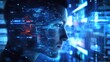 © PBMasterDesign - A futuristic profile of a person with digital interfaces and glowing data surrounding them, representing technology and innovation.