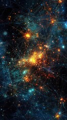 Wall Mural - A captivating cosmic network of stars and galaxies, showcasing vibrant colors and intricate connections in the vast universe.