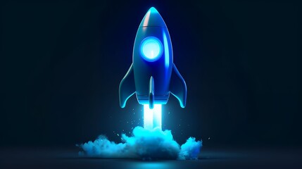 Wall Mural - digital rockets launch into outer space. boosting and taking off career concepts. abstract spaceship