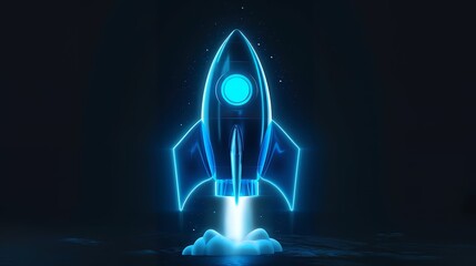 Wall Mural - digital rockets launch into outer space. boosting and taking off career concepts. abstract spaceship