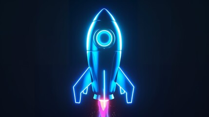 Wall Mural - digital rockets launch into outer space. boosting and taking off career concepts. abstract spaceship