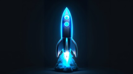 Wall Mural - digital rockets launch into outer space. boosting and taking off career concepts. abstract spaceship