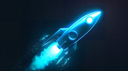 Wall Mural - digital rockets launch into outer space. boosting and taking off career concepts. abstract spaceship