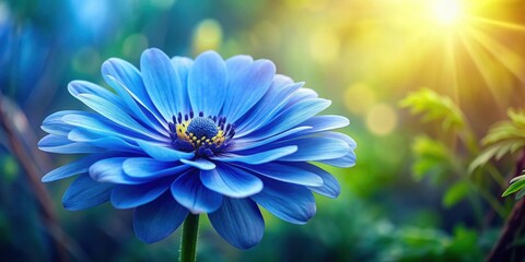 Sticker - Blue flower in full bloom with delicate petals and vibrant color, blue, flower, bloom, delicate, petals, vibrant, color, nature