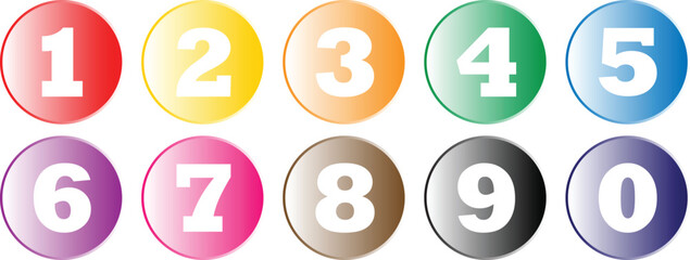 Poster - simple numbers icon with gradient circle. from 0 to 9. number button vector illustration.