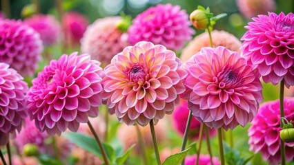 Wall Mural - Natural pink dahlia flowers in full bloom in a vibrant garden , pink, dahlia, flowers, garden, nature, blooming, vibrant