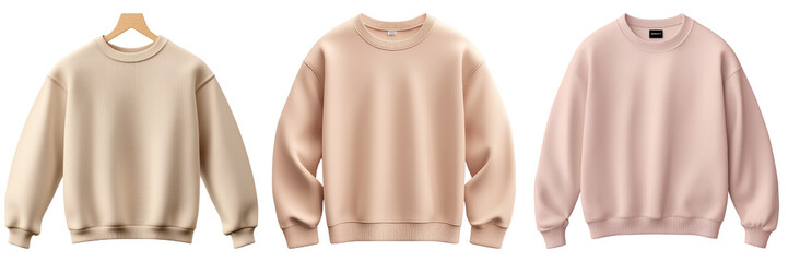 Collection of stylish pastel sweatshirts on display, perfect for casual wear and fashion trends