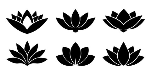 Poster - Set of silhouettes lotus flower icon logo design vector illustration