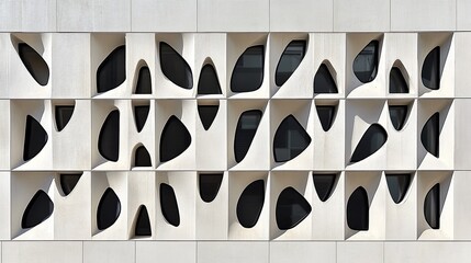 Canvas Print - Contemporary building facade with unique patterns, shown in close-up against a plain, neutral backdrop for a minimalist effect.