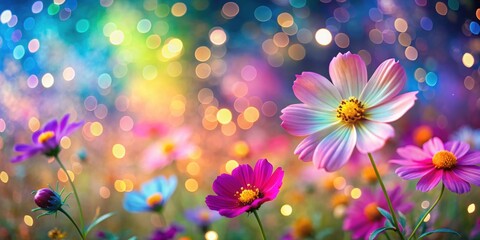 Wall Mural - abstract image of colorful cosmos with blurred bokeh lights in the background , space, galaxy, color