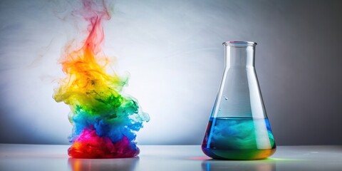 Poster - Colorful of chemical reaction in a beaker, chemistry, science, experiment, laboratory, mix, solution, reaction