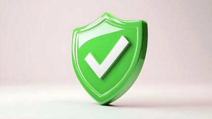 
cartoon 3d Icon safety shield check mark perspective . green symbol security safety icon. Checkmark in minimalistic style. 3d vector illustration. white background