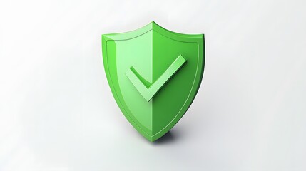 
cartoon 3d Icon safety shield check mark perspective . green symbol security safety icon. Checkmark in minimalistic style. 3d vector illustration. white background